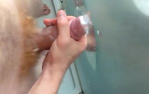 Screwing shower cabin glass with hard soapy cock