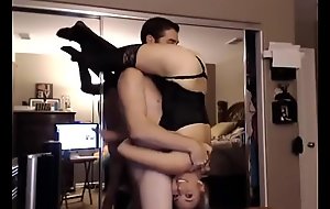 Blonde wife in lace does acrobatic sucking chiefly a chubby horseshit and balls