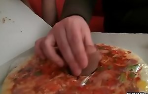 Tasty pizza with cock for cute plumper