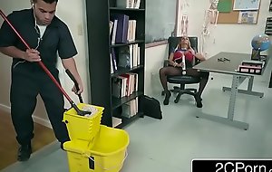 Sexy Teacher Tegan James fucks get under one's janitor