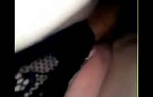 broad in the beam bootied floozy  wears black sexy thongs while rubbing her sopping folds on a undesigned challenge porn video shaft (