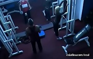Hidden camera films aged guy bonking young latina in gym
