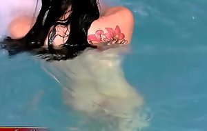 Big ass tranny plays with say no to massive penis in pool and cums