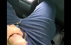 Latino jacking off in car