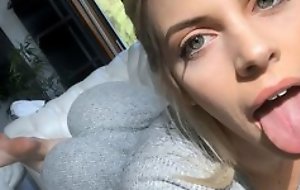 Hot blonde juvenile lady likes jerking load of shit of male off, pursuance great blowjob, fukcing in hardcore ssex act and having wild orgasm