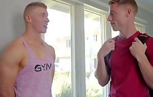 Hot gay step-brothers shafting sans a condom