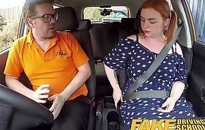 Fake Driving School Sexual redhead bonks in car