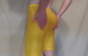 Oiled Yellow Lycra Rip-Out - LycraAirfucker
