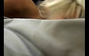 Sexy blonde whore with ideal body sucks cock then gets her pussy drilled hard