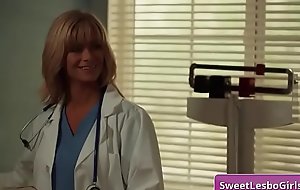 Sexy busty blonde lesbos Serene Siren, Verronica Kirei make out in the doctors office nad love it