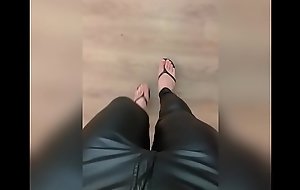 Walking in my wife Leather shiny pants