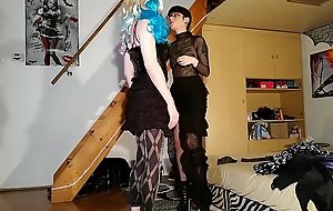 Goth domina feminize her tv cd sissy slave with woman clothes pt2 HD