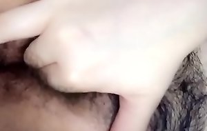 Gf plays with hairy pussy
