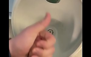 Having some fun in public toilets with big cumshot