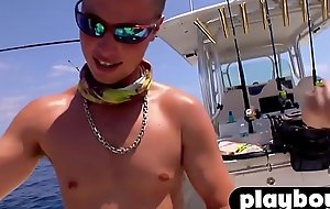 Petite blonde masturbate on the boat with hot babes