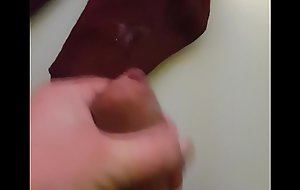 First video - Cumshot on purple stockings