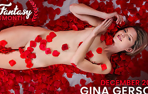 Super skinny babe Gina Gerson lives her fantasy complete with rose petals and a man who gives it to her slow and sexy