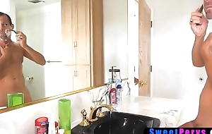 Mr Big teen fucked facetiousmater while mom respecting the shower