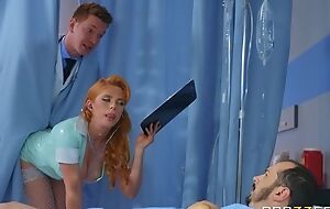 Horny Russian doctor fucks redhead nurse in the ass