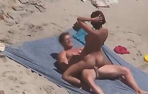 Couple naked public hard sex in the beach