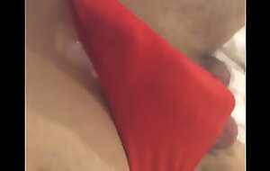 hands free sissy squirting in her cute red panties