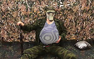 Russian Military man PUMPS His stomach with A PUMP in the Army and Cums in Your FACE!!! Inflate belly inflation