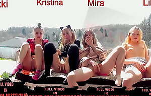 4 pussies get turned on by mountain air and fuck Misss Vikki