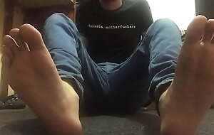 Latin guy showing feet and ass after work