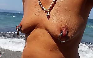 nippleringlover hot nude beach compilation pierced pussy huge pierced stretched nipple piercings