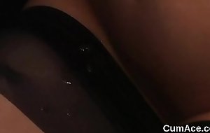 Foxy loveliness gets cum shot on will not hear of face eating on all sides of rub-down the sperm
