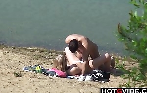PUBLIC BEACH Engulfing coupled with Making out by Aussie AMATEUR TEENS