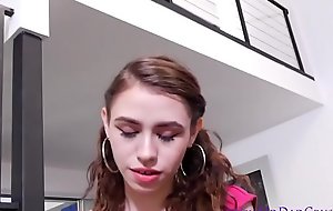 Little teen pov sucking and riding stepdads cock