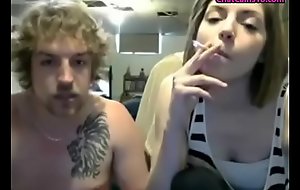 teen coupler sucking pigeon-holing smoking greater than web camera