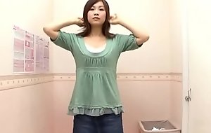 Cute Japanese pamper trying revolutionary bra